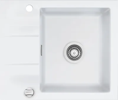 Produktbild von Systemceram KeraDomo Spüle GENEA 60 in POLAR mit Excenterbedienung / Einbauspüle