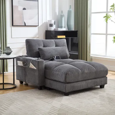Produktbild von Odikalo Loungesofa Einzelsofa Freizeitsofa Palmensessel handgeländer Taschen Grau