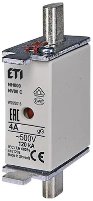Productafbeelding van ETI NH-zekering, type NH000, gG, 4A/500V