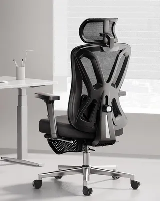 Immagine prodotto di Sedia da ufficio ergonomica, con poggiatesta e supporto lombare regolabili, cuscino imbottito confortevole, supporto per computer, funzione di inclinazione