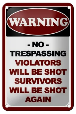 Produktbild von Blechschild Hinweis 12x18cm Warning no trespassing