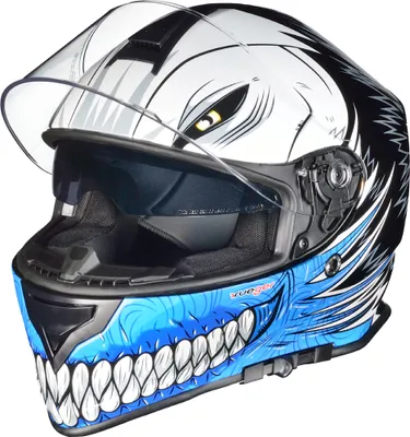 Produktbild von RT-824 Integralhelm Motorradhelm Kinderhelm Motorrad Integral Roller Helm Gebiss Blue Hollow XL (61-62)