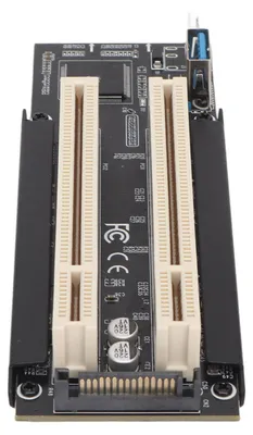 Zdjęcie produktu dla Karta rozszerzeń PCI-E na dwa gniazda PCI typu Plug and Play, płytka drukowana, niebieska dioda LED, przeznaczona dla systemu Windows
