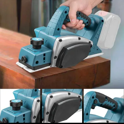 Produktbild von Akku Handhobel - Elektrischer Hobel für Holz - Bürstenloser Motor - Einstellbare Spantiefe 0–2 mm - Aluminiumsohle mit V-Nut - Ohne Akku