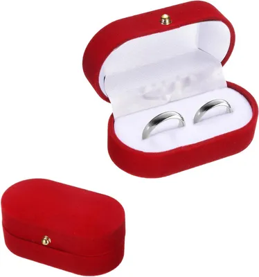 Imagen del producto de Caja para anillos vintage, de terciopelo oval, ideal para anillos de compromiso, de tamaño compacto, para guardar joyas