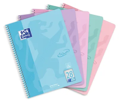 Produktbild von Oxford Touch Collegeblock A4 kariert, 80 Blatt, 5 Pastell-Farben, 5 Stück