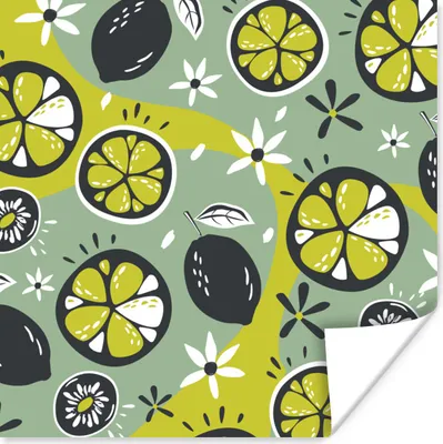 Produktbild von MuchoWow® Poster Sommer - Obst - Blumen 100x100 cm - Babyzimmer