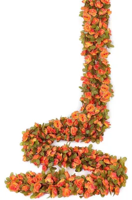 Produktbild von Künstliche Orangengirlande 8 Stück 12,4 m Seidenblumen Rosen Deko für Hochzeit Garten