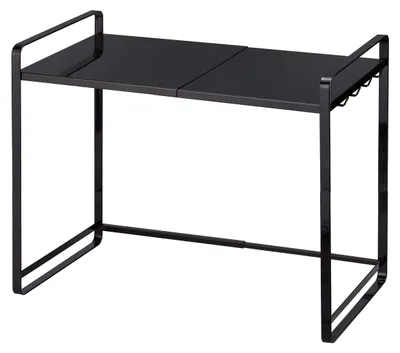 Ausziehbares Küchenregal, schwarz, Stahl, 47,5–75 x 35 x 50 cm