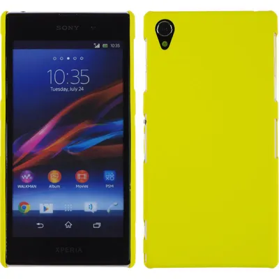 Produktbild von PhoneNatic Case kompatibel mit Sony Xperia Z1 - Hülle gelb gummiert Hard-case + 2 Schutzfolien
