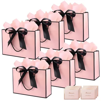 Immagine prodotto di Sacchetti regalo, grandi e medi, 28 x 28 cm, confezione da 6, ideali per confezioni regalo per compleanni