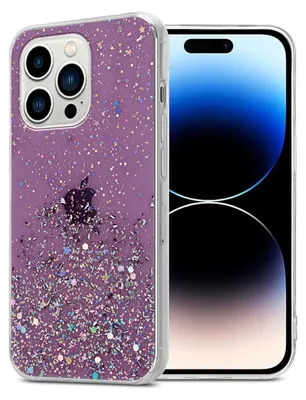 Obrázek produktu pro Cadorabo pouzdro pro Apple iPhone 14 PRO MAX Protective Case in Purple Pouzdro na mobilní telefon TPU Etui Glitter Cover Case Glitter