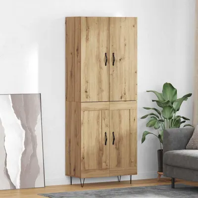 Image de vidaXL Meuble haut, 2 pièces, chêne artisanal, 69,5 x 34 x 180 cm, panneaux de particules