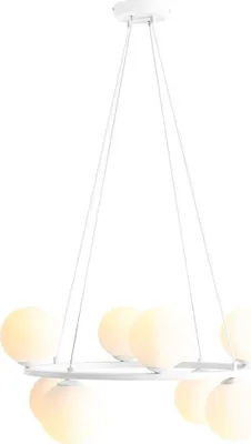 Produktbild von Hängeleuchte Metall Glas E14 B: 68 cm H: max. 110 cm Weiß Kugel Schirm rund Modern Pendelleuchte
