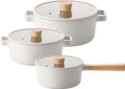 Produktbild von Neoflam FIKA Topf Set 3-teilig Stielkasserolle 18cm Bratentopf 22cm Kochtopf 24cm