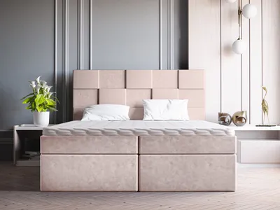 Produktbild von ADIDAR Boxspringbett Khady 140x200cm – Polsterbett mit Stoffbezug, Stauraum, Matratze, Topper, Jasmine 21 Creme – Komfort, Haltbarkeit, Hauslieferung
