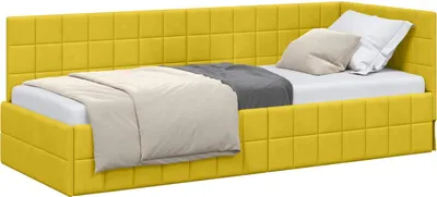 Zdjęcie produktu dla vidaXL Narożna rama łóżka z zagłówkiem żółta 80 cm x 200 cm aksamitna