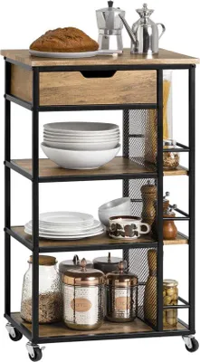 Obrázek produktu pro Servírovací vozík z MDF, 50 x 37 x 87 cm, kuchyňský vozík, barový vozík