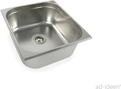 Produktbild von 1 1/2" Edelstahl Spüle Spülbecken 354x325x150 mm Waschbecken Marktstand Imbiss