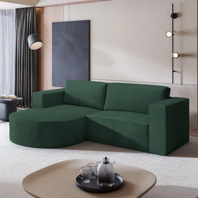 Produktbild von Masseno Ecksofa SORELA P L-S mit Schlaffunktion L-Form, Sofa mit Bettkasten, Wohnzimmersofa, Couch, Soffa, Bettsofa, Couchgarnitur- Grün, POSO 14