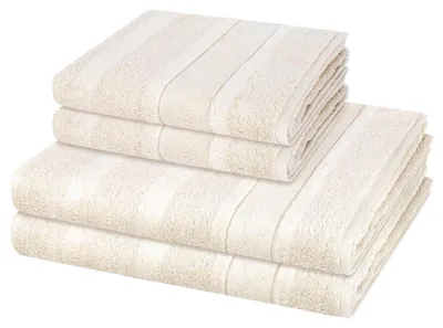 Produktbild von Cawö Noblesse 2 X Handtuch 2 X Duschtuch im Set Extraflauschige Veloursstreifen, Hochwertige Baumwollqualität, Pflegeleicht und trocknergeeignet 4er Set