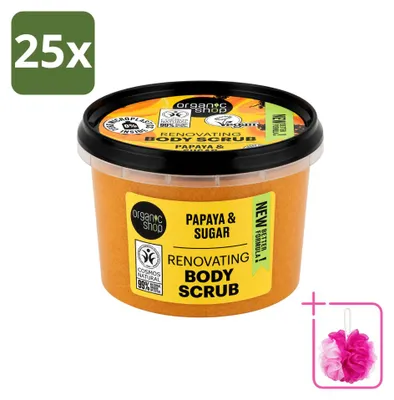 Produktbild von 25 x Organic Shop Body Scrub Papaya - Exfolierend und Feuchtigkeitsspendend - 250 ml - Sparpackung - 25 Stücke