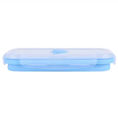 Bentobox Brotdose 800 ml, Silikon, zusammenklappbar, hellblau