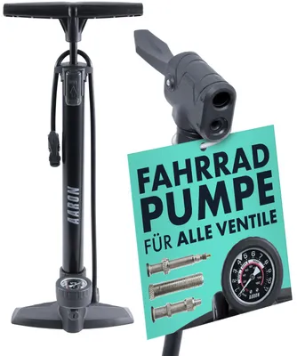 Produktbild von AARON AIR Standpumpe mit Manometer und Ballaufsatz, schwarz
