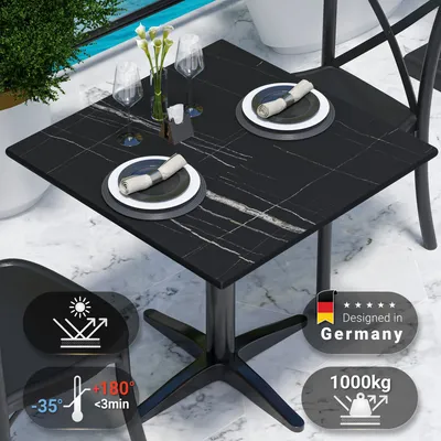 Produktbild von COMPACT | Gastro HPL Tischplatte | B:T 60 x 60 cm | Schwarz-Marmor | Quadratisch | Gastro HPL Tischplatte