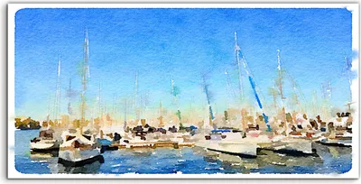 Produktbild von Coloray Acrylbild 120x60  Wandbild Acrylbilder Deko Malerei Wasser boote Himmel blau