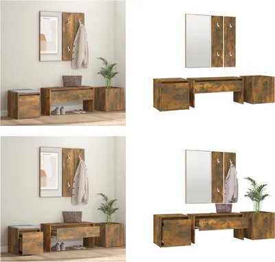 Immagine prodotto di vidaXL Set di mobili per corridoio in legno di quercia fumé - Set di mobili per corridoio - Set di mobili per corridoio - Mobili per corridoio - Set di mobili per corridoio