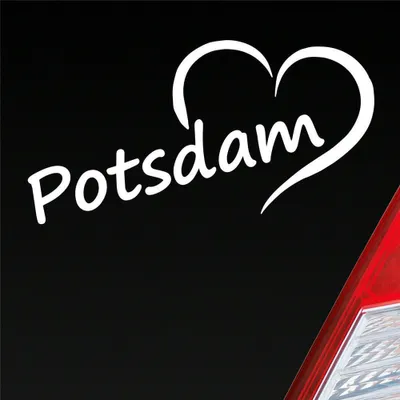 Produktbild von Auto Aufkleber Potsdam Herz Stadt City Love Liebe Heimat 16x8 cm Weiss Glanz Sticker Heckscheibenaufkleber