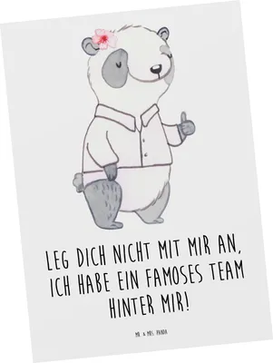 Produktbild von Mr. & Mrs. Panda Postkarte Im Team zusammenarbeiten - Weiß - Geschenk, stärken, Unterstützung, bildkarte, Postkarten, Trost, Zuversicht, Freundschaft, Vertrauem, Vision