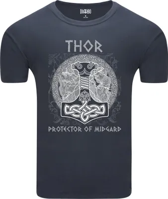 Immagine prodotto di T-shirt da uomo Diarbo con stampa vichinga Thor grigio scuro taglia S