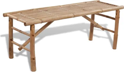A bamboo bench on a white background.