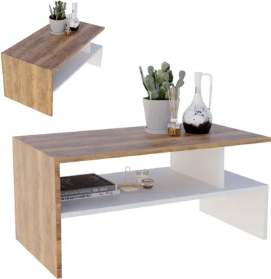 Image de Table d'appoint en bois, rectangulaire, stable, de couleur noyer, dimensions : 50 x 45 x 93 cm