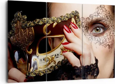 Produktbild von Bild auf Leinwand - Leinwandbild - Frau Mode Venedig Maske - 165x110cm - Wand Bild - Wanddeko - Leinwanddruck - Bilder - Kunstdruck - Wanddekoration - Leinwand bilder - Wandkunst - CE165x110-2680