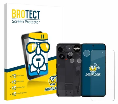 A product packaging and its contents, including a smartphone screen protector and a disassembled smartphone.