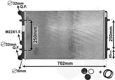 Produktbild von Van Wezel Wasserkühler für Audi A3 TT Seat Toledo Skoda Octavia VW Golf Polo