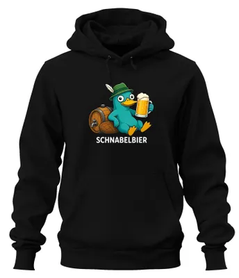 Immagine prodotto di Schnabelbier, Schnabeltier, Seppelhut, Birra , Felpa con cappuccio per addio al celibato, nera, taglia XL