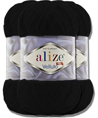 Imagen del producto de Alize 3x 100g Velluto, hilo grueso, color sólido, chenilla, ideal para tejer a crochet o a dos agujas ( | 60)
