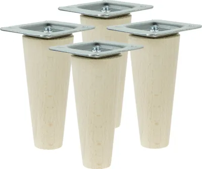 Produktbild von Möbelfüße 10 cm Höhe Holzfüße gerade aus Buche Holzmöbelfüße Tischbeine Möbelbeine Holz Schrank Beine Kegel 4 Stück