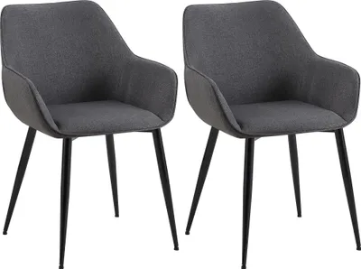 Produktbild von 2er Set Esszimmerstuhl HLO-CP9 Stoff  dunkelgrau