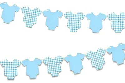 Baby-Strampler-Wimpelkette, 12-teilig, blau, für Babyparty, Kinderzimmer