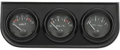 Produktbild von Kfz Zusatzinstrumente - 3-in-1 52 mm Set - Öltemperatur - Öldruck - Voltmeter - 8–16 V - Eisen