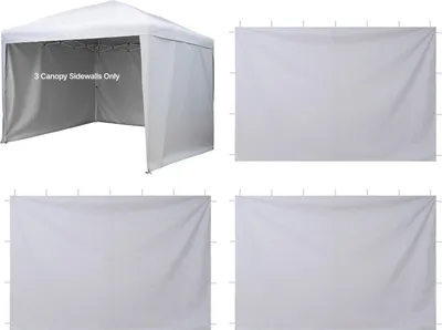 Image de SucceBuy 3x parois latérales pour pavillon, adaptées aux pavillons pliants 3 x 3 m, bâches latérales hydrofuges avec protection solaire et revêtement PU, paroi latérale avec fermeture éclair pour les événements en plein air et les stands de marché, blanc