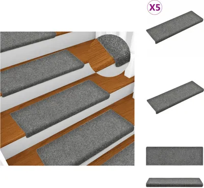 Produktbild von vidaXL Treppenmatten 5 Stk. Hellgrau 65x21x4 cm Nadelvlies -  Stufenteppiche
