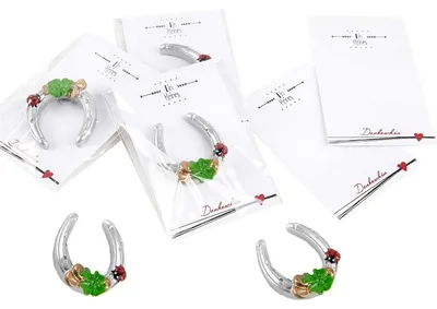 Produktbild von Silberne Hufeisen mit Kleeblatt + Ein kleines Dankeschön Kärtchen - 10 Mitgebsel5 Stück