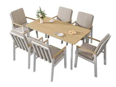 Produktbild von MEXO Gartenlounge-Set Aluminium Garten Essgruppe für 6 Personen, GartenStuhl mit Ergonomischen Sesseln inkl. Kissen, Belastbarkeit pro Sitzplatz 140kg