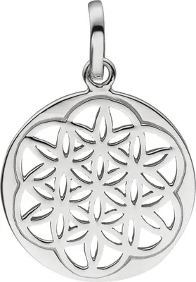 Produktbild von Anhänger Blume Lebensblume Ø17,1mm aus 925 Silber rund flach schlicht glänzend